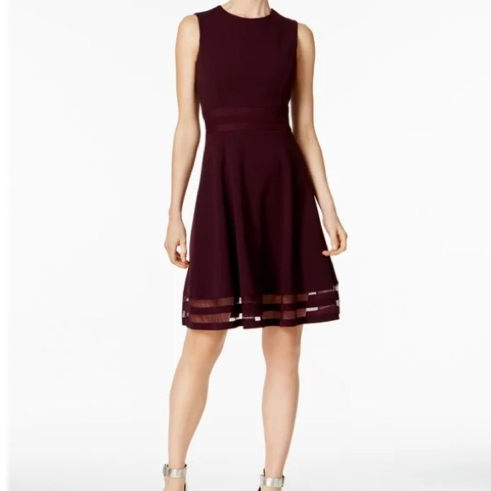Calvin Klein Illusion-Trim Fit & Flare Dress